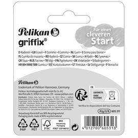 Pelikan Griffix Eraser, Pack of 2, Assorted on Blister Card