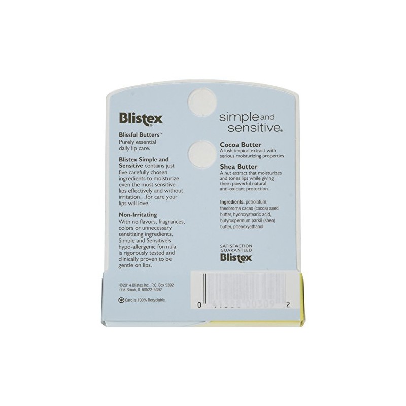 Blistex Simple & Sensitive Lip Moisturizer 0.15 oz (Pack of