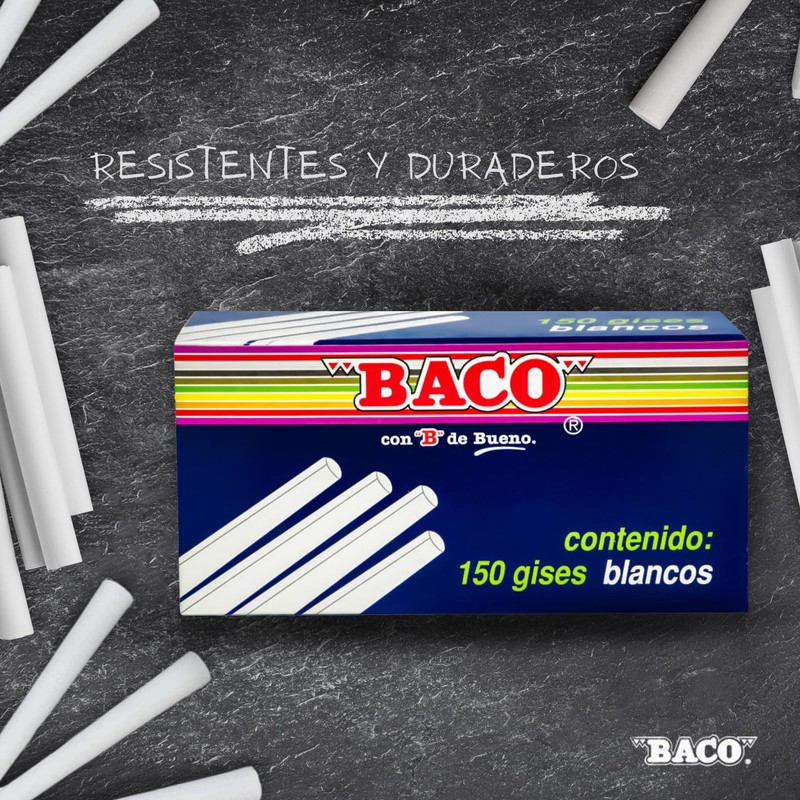 BACO | Caja de Gises Blancos Moldeados de 85 mm,