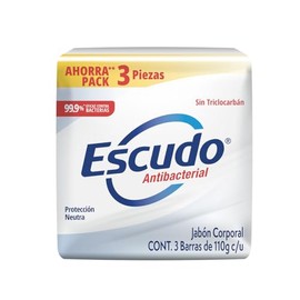 Escudo Antibacterial, Jabn Corporal en Barra de Proteccin Neutra, Paquete de 3 piezas de 110 gramos cada una, Proteccin para Toda la Familia          