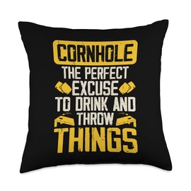 Cornhole Bean Bag Sack Toss Game Beer Cornhole Throw Pillow