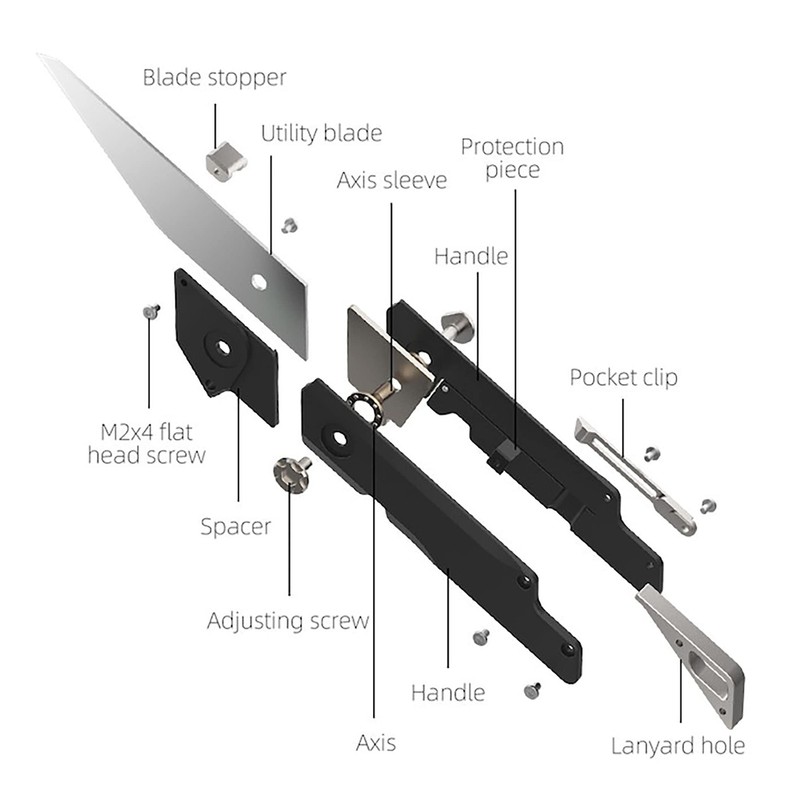 TITANER Raven Titanium EDC Folding Pocket Utility Knife - Box