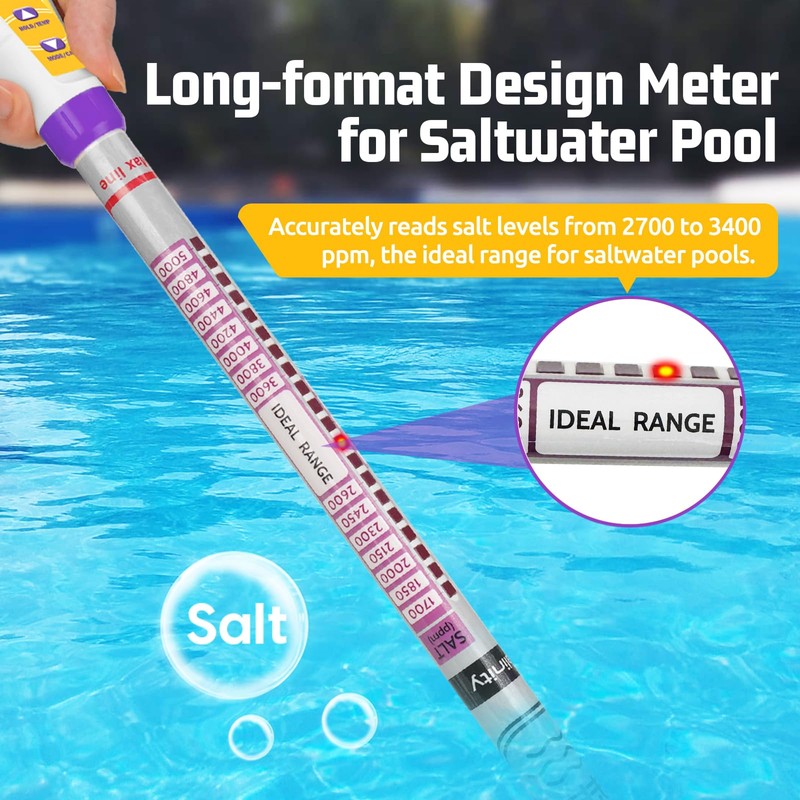 ORAPXI Salinity Meter | Extended Probe Pool Salt Tester |