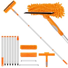 TIMIVO 109" Window Cleaning Squeegee Kit, Professional 2 in 1 Squeegee Window Cleaner with Extension Pole, Window Washing Kit with 2 Blade 2 Pads for Indoor & Outdoor High Windows Car Glass