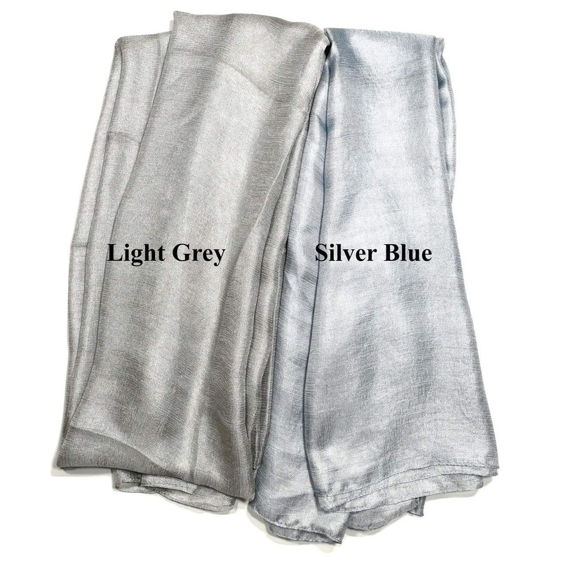 Shanlin Solid Color Silk Feel Long Scarves (Silver Blue)