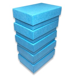 N'icePackaging 100 Qty - Light Blue-Kraft Cotton Filled Gift Boxes - Size 2 7/16" x 1 5/8" x 13/16" - USA Made - Holidays/Birthdays/Sales/Storage/Display/Travel