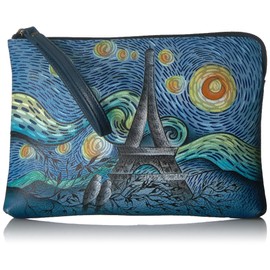 Anna by Anuschka Women's Hand Painted Leather Wristlet Clutch, Love in Paris, No Size