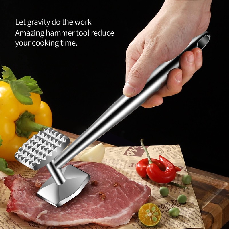 Aliglow Meat Tenderizer 304 Stainless Steel Hammer Mallet Tool Pounder