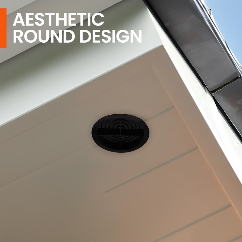 10 x Black Plastic 70mm Round Soffit Air Vents/Push in