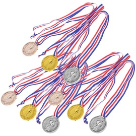 JOINPAYA Gold Silver Bronze Award Medals, 9pcs Winner Medals 1st 2nd 3rd Prize with Neck Ribbon for Sports Competitions Party Spelling Bees Olympcis