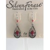 Silver Forest Ribbed Open tear with Red Stone Earrings. NE-1729