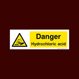 Danger Hydrochloric Acid Plastic Sign with 4 Pre-Drilled Holes (WCD4) - Danger, Acid, Corrosive, Hazardous, Chemicals, Harmful, Oxygen, Irritant