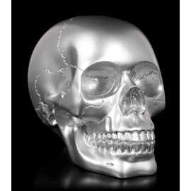 Figuren Shop GmbH Gothic Skull - Silver - Series: The Skull Collection | Fantasy Skull, Skull Head Sculpture, Height 11 cm