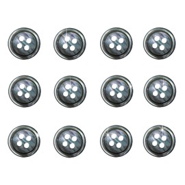 B-087 Shell Buttons, Shell Buttons, One Side, Black Butterfly Shell Shirt, Buttons, Black, Black, 12 Pieces, 0.4 inches (11.25 mm)