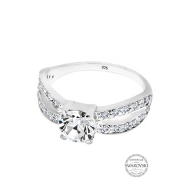 Elli Women's Ring Solitaire Glamorous with Crystal, Silver, Glass
