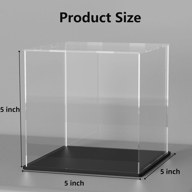 HOPEME Display Case 5x5x5 Inch, Acrylic Display Box for Collectibles,
