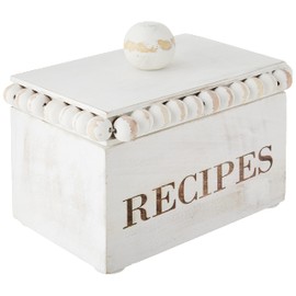 White Beaded Recipe Box