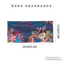 Zoestar Boho Headband, Starfish Leaf Head Wrap Wide Stretch Hair Band Yoga Bandeau Sweatband for Women and Girls (Pack of 3)