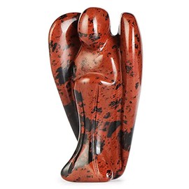Artistone 2" Guardian Angel Gifts Figurine Gemstone Carved Pocket Angel Statue Healing Crystals for Kids Friends Family Home Decor(Mahogany Jasper)