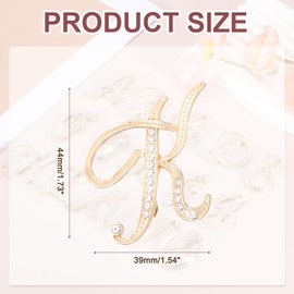 PATIKIL Letter Brooch Pins, Initial Letter K Rhinestone Broaches Metal Crystal Alphabet A-Z Lapel Pin for Women Jewelry Gift Suit Clothes Hat Dress Coat Craft, Gold Tone