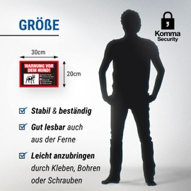 Komma Security Warning of the Dog Sign Multilingual Black Sign Weatherproof Dog Sign Garden Gate Driveway Gate The Front Door Sign Deterrent Warning Sign Burglary Protection
