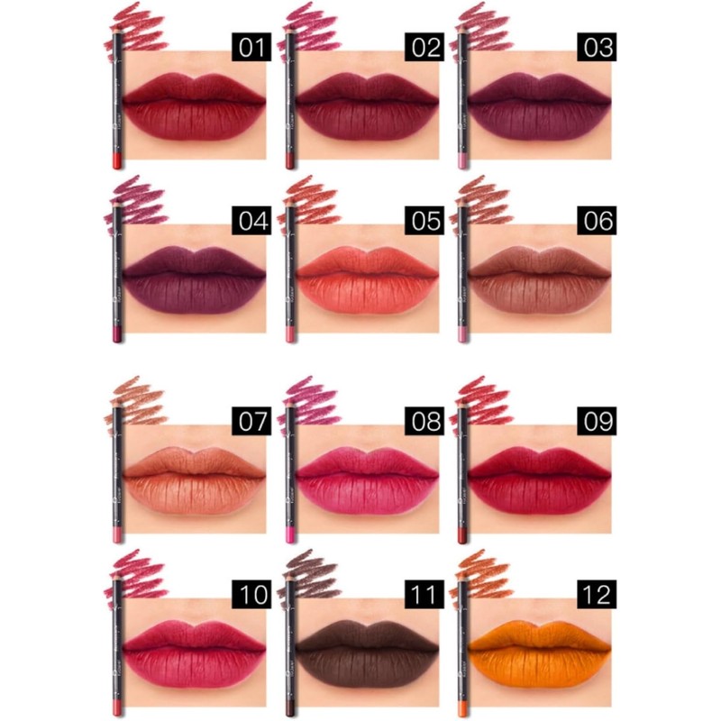 Labios Lápiz de Contorno Waterproof, 12 Piezas