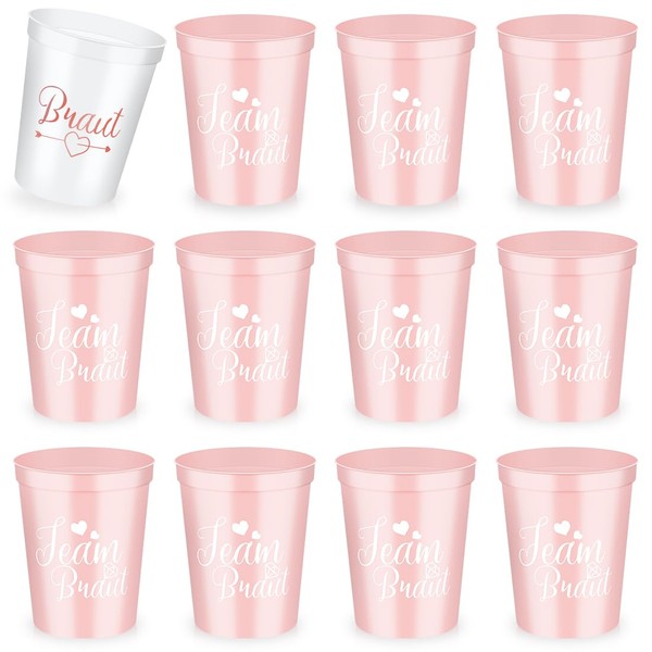 12 Bride and Team Bride Cups, Hen Party Decorative Mugs, Bride Tribe Cups, Pink Team Bride Cups, Bachelorette Party Cups for Engagement Party, Bridal Shower, Bachelorette Party