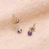 Purple Cubic Zirconia Studs Sterling Silver Earrings, 3 mm Amethyst
