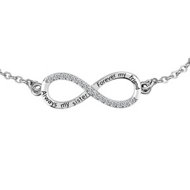 ZakiaHo Always my sister Forever my Friend Infinity Bracelets for Women Birthday Gifts Dainty Adjustable Love Heart Clear Crystal Bracelets