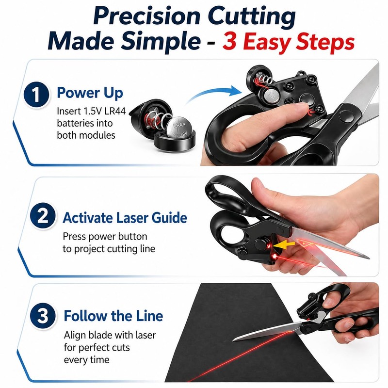 2026 Upgraded Laser Guided Scissors for Fabric Cutting, Cuts Straight