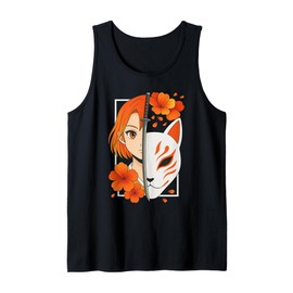 Japanese Samurai Girl Mask Kitsune Sword Art Anime Tank Top