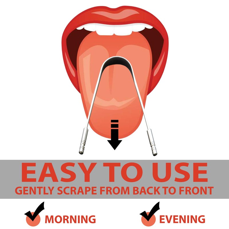 Stainless Steel Tongue Cleaner, Set of 2 for Bad Breath