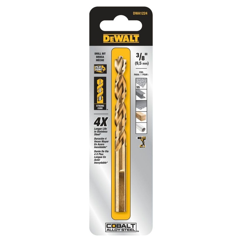 DEWALT Drill Bit, Pilot Point, Industrial Cobalt Alloy Steel, 3/8-Inch