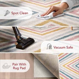 Nuloom Neveah Beige/Ivory, 6'7" x 9', Contemporary, Chevron, Soft and Cozy, High Traffic, Stain Resistant, Easy Clean, Durable Area Rug for Bedroom, Living Room, Dining Space, Den, Foyer, Entryway