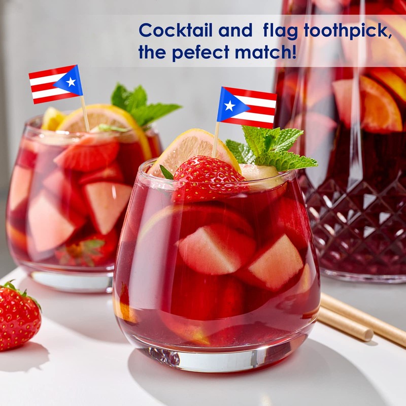 AhfuLife Puerto Rico Flag Toothpick, 200 Pcs Small Tiny Puerto