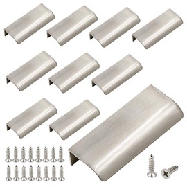 LC LICTOP 10 Pcs Arc Modern Finger Edge Pulls Rounded Angle Tab Pull 80mm/3.15" Length Finger Drawer Pulls (Nickel Brushed)
