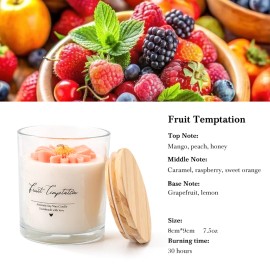 AIKUN Glass Candle Flower Romantic Clear Glass Jar Handmade  Herbal Lavender Scented Candlescolor: Fruit Temptation, size: 8CM*9CM, scents: Herbal Lavender, candle weight: 7.5oz