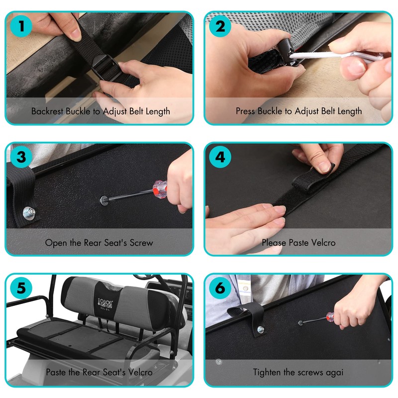 10L0L Golf Cart Front + Rear Seat Cover Set for