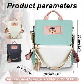 FuninCrea Women's Anti-Theft Travel Backpack with 2 Zip Pockets, Waterproof Backpack, Large Backpack, Elegant with Removable Shoulder Strap and Carry Handle, Green