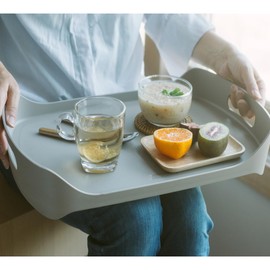 Nineware Modern Reversible Serving Tray with Handle – 19x11 Two-Way Durable Tray for Coffee Table, Living Room, Bathroom, Work Space, Breakfast or Brunch, Made in Korea (Grey)
