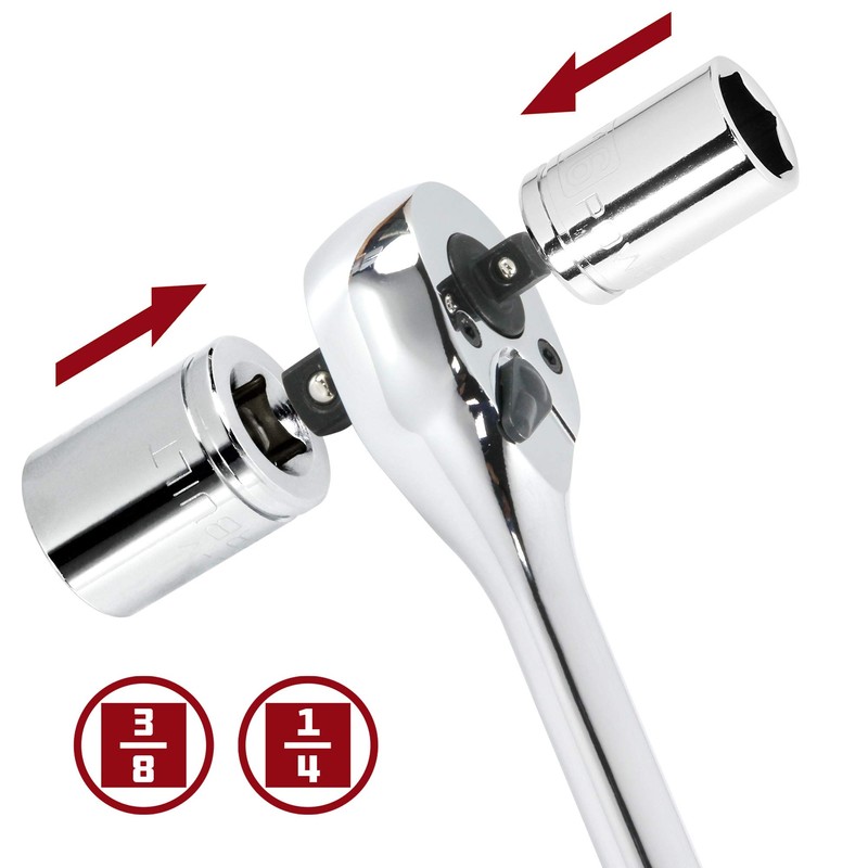 Powerbuilt Dual Size Extendable Ratchet, 1/4-Inch and 3/8-Inch Drive, 72