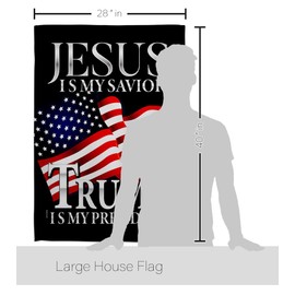 Trump Flag Jesus Savior President House Flag Eagle Set Patriotic Vote Democrat Republican Tea Party United State American Election Banner Small Garden Yard Gift Double-Sided, Made in USA