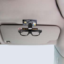 Boao 4 Pieces Glasses Holders for Car Sun Visor, Sunglasses Holder Clip Hanger Eyeglasses Mount, Double-Ends Clip and 180 Degree Rotational Car Glasses Holder with Ticket Card Clip