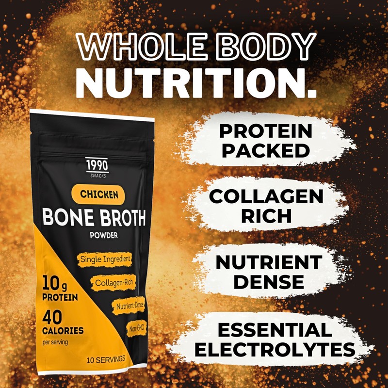 Premium Chicken Bone Broth Powder, 10 servings, 100% Made &