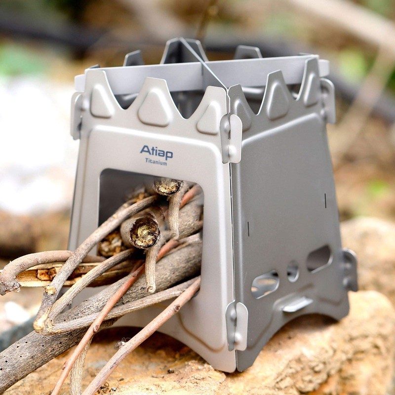 ATiAP Ultralight Titanium Wood Burning Stove Outdoor Camping Multi-Fuels Alcohol