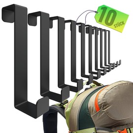 4happy Door Hooks for Hanging, Set of 10, Clothes Hooks on Door, Robust Hooks for Hanging as Organiser Aid, Universal Door Coat Rack, Door Hook Rail, Colour: Black