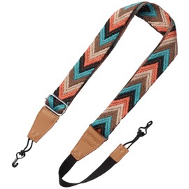 Vaguelly Ukulele Strap No Drill Ukulele Double Hook Clip Woven Uke with Leather End Adjustable & Fits Standard Sizes Uke