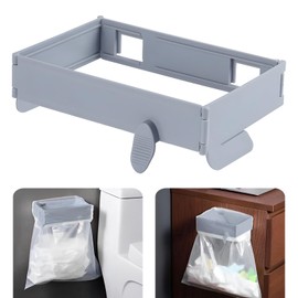 Hanging Trash Can, Regerly 1 PCS The Cabinet Door Garbage Holder with Lid Hanging Kitchen Waste Bins Trash Rack Portable Hanging Rubbish Rack Plastic Gray