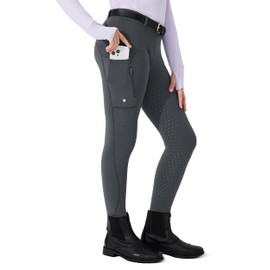 Willit Girls Fleece Horse Riding Pants Equestrian Breeches Kids Winter Riding Tights Thermal Schooling Tights Deep Gray M