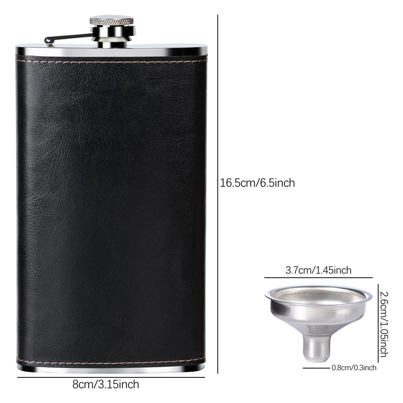 GENNISSY 12 OZ Hip Flask - Classic Silver Stainless Steel